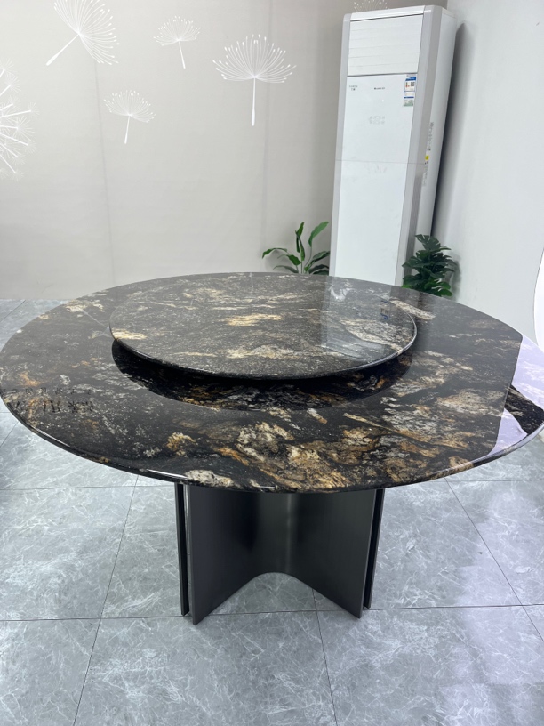 【璀璨星河】奢石璀璨星河圆桌意式极简天然奢石餐桌奢石桌定制