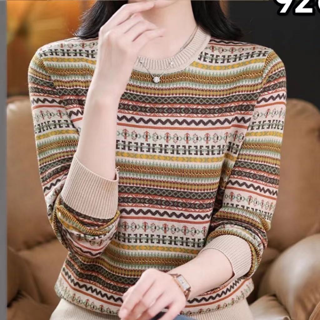 2025新款半高领多彩条针织衫1