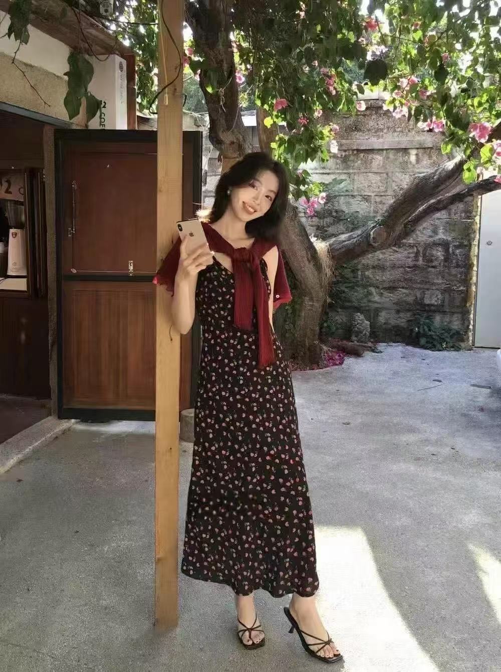 【300-500】2025韩版小清新仙女T恤长袖碎花显瘦气质时尚