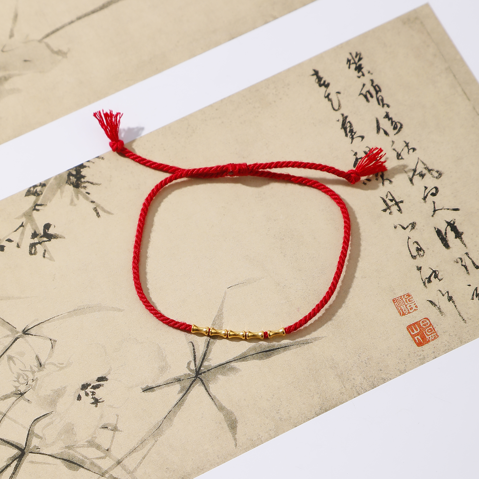 一了个卜18k竹节红绳