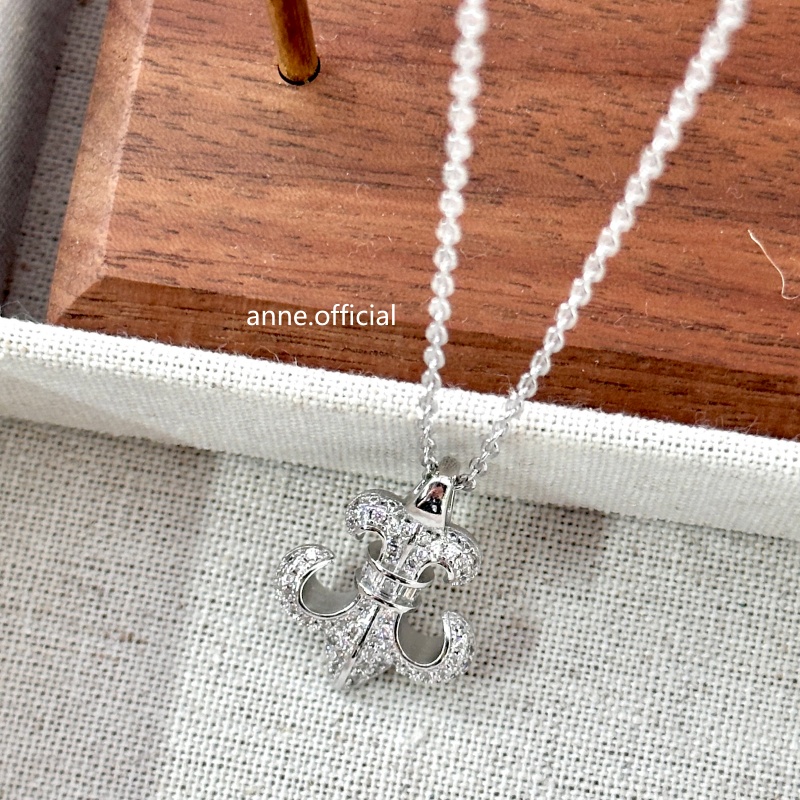 铜合金项链 光影流转轻奢满锆鸢尾花项链【X969】