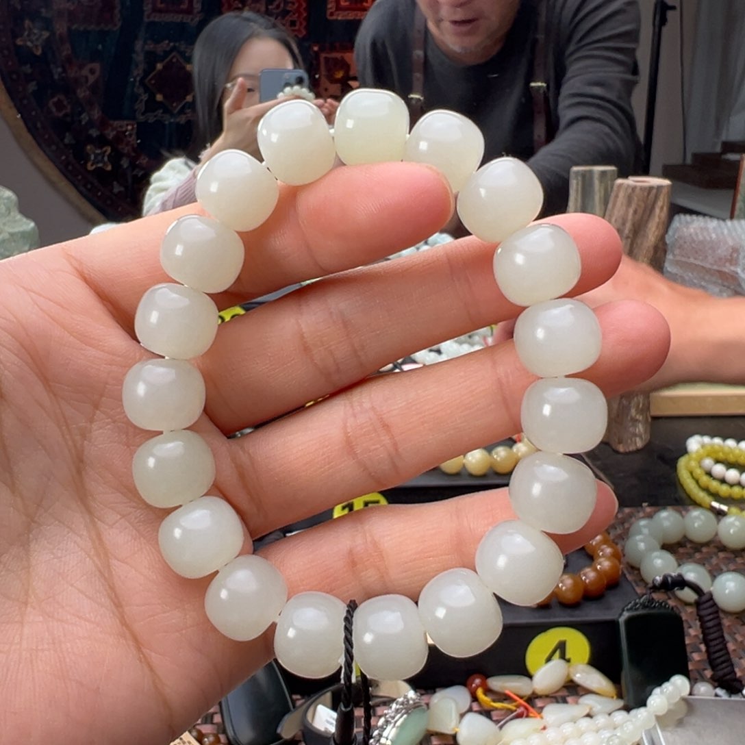 未镶嵌手链和田玉于田料卡12老型手串