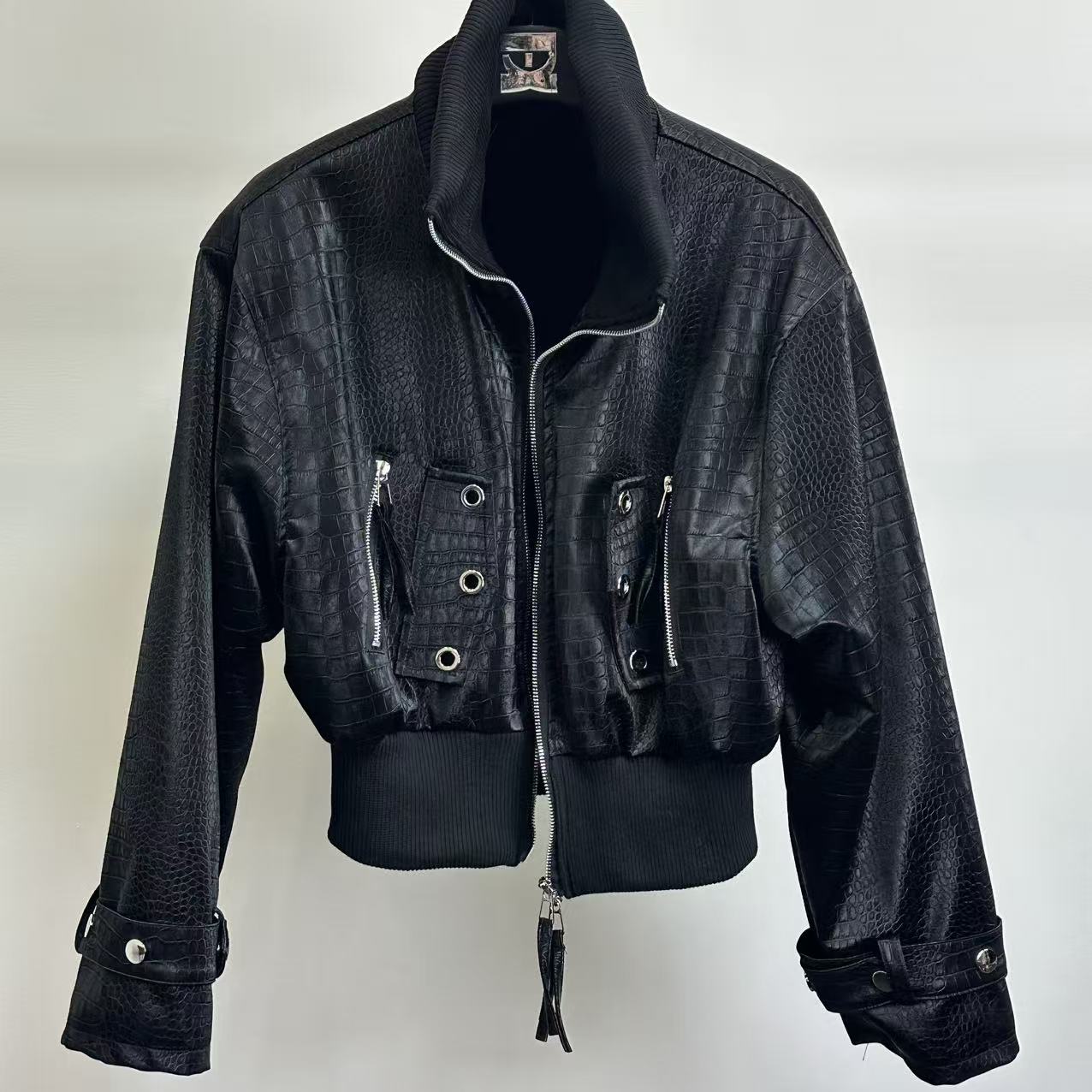 DAXIECHA | 冬季时尚加厚机车短款皮衣#7660