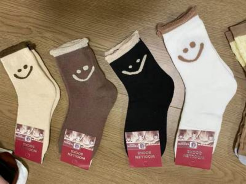 X【袜子-笑脸-随机-5双装】秋冬季亲肤透气机洗