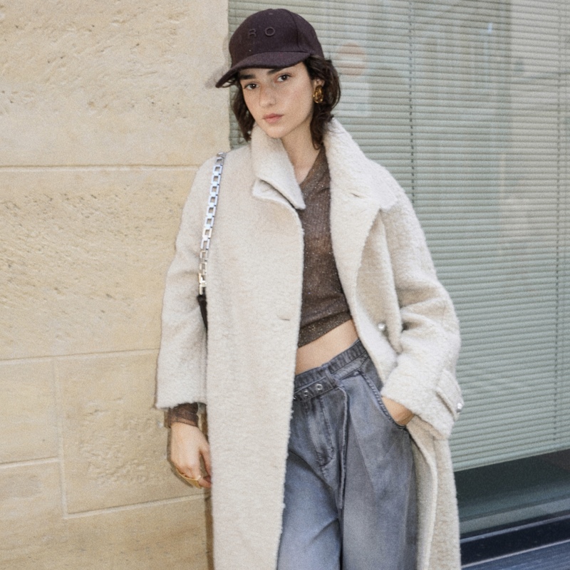 IRO Night 绵羊毛大衣外套长袖立领泰迪熊法式轻奢秋冬新款