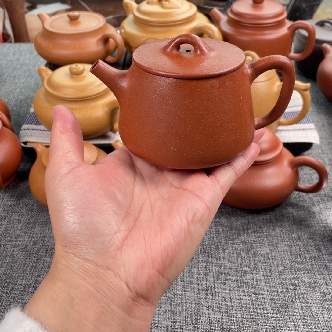 紫砂茶壶红降坡高石瓢全手40目190
