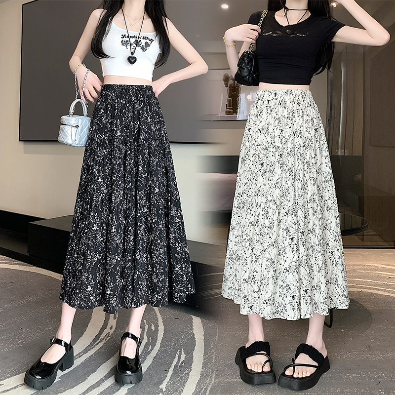 碎花半身裙女2025新款甜美夏季高腰显瘦A字长裙气质小个子中长裙