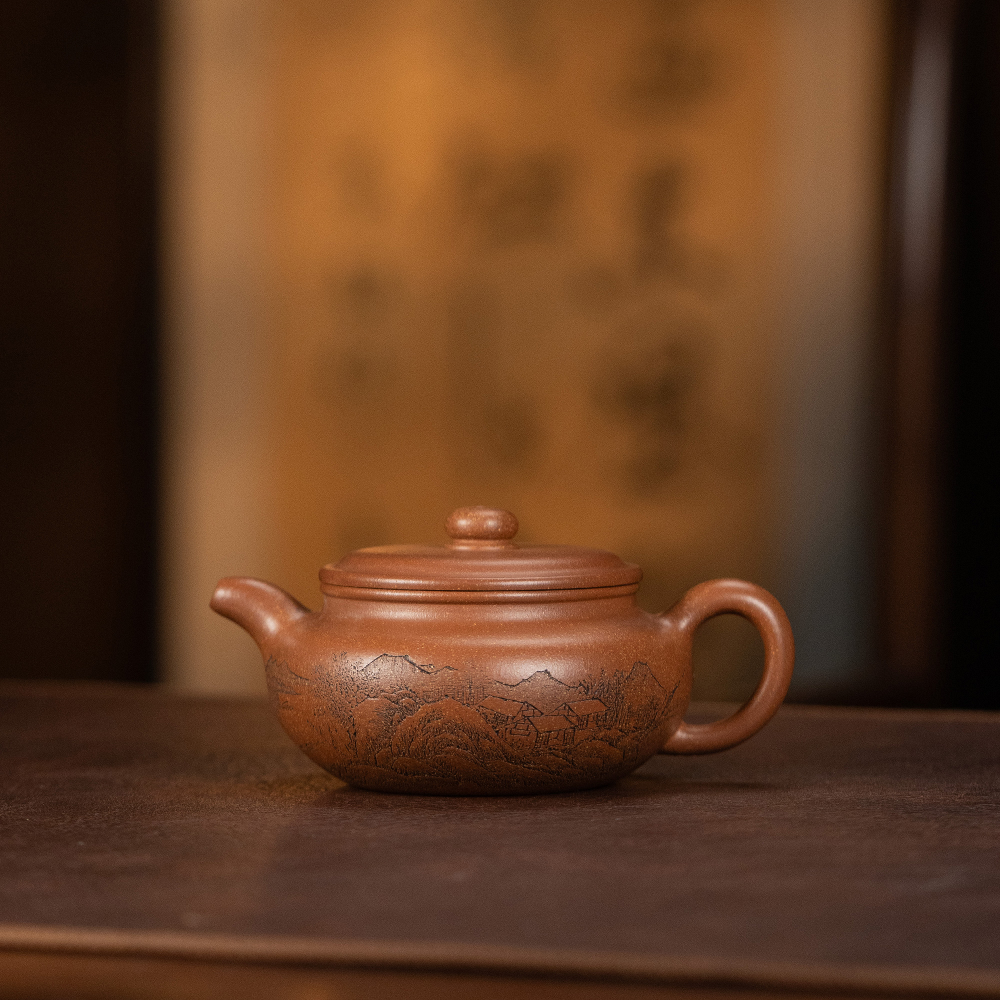 【利贞丨湖光山色-扁腹】原矿桂花砂240cc 李建军全手工制 茶具