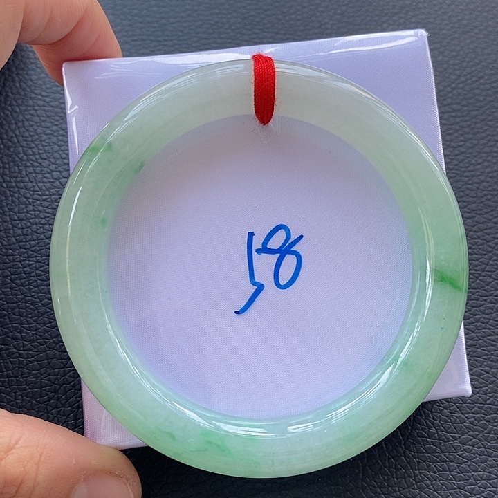 翡翠手镯未镶嵌14冰胶晴底飘绿花14