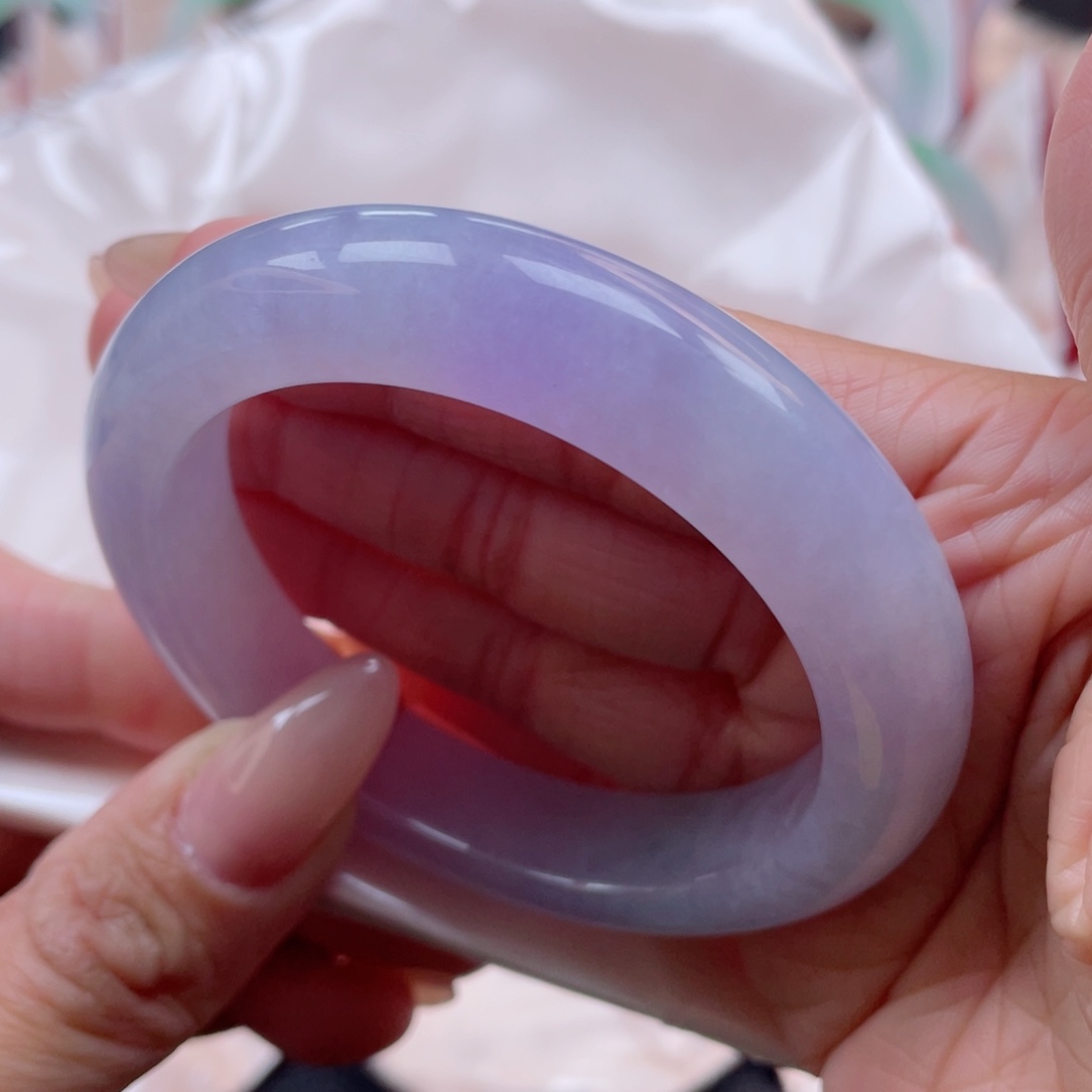 未镶嵌手镯翡翠55.4圈 冰冰紫罗兰 见光不失色 16号