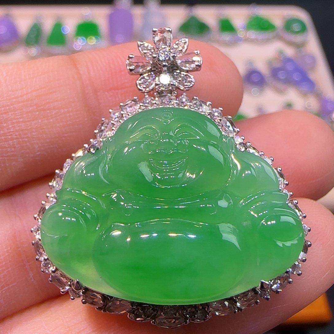 翡翠18K金镶嵌吊坠(不含链)