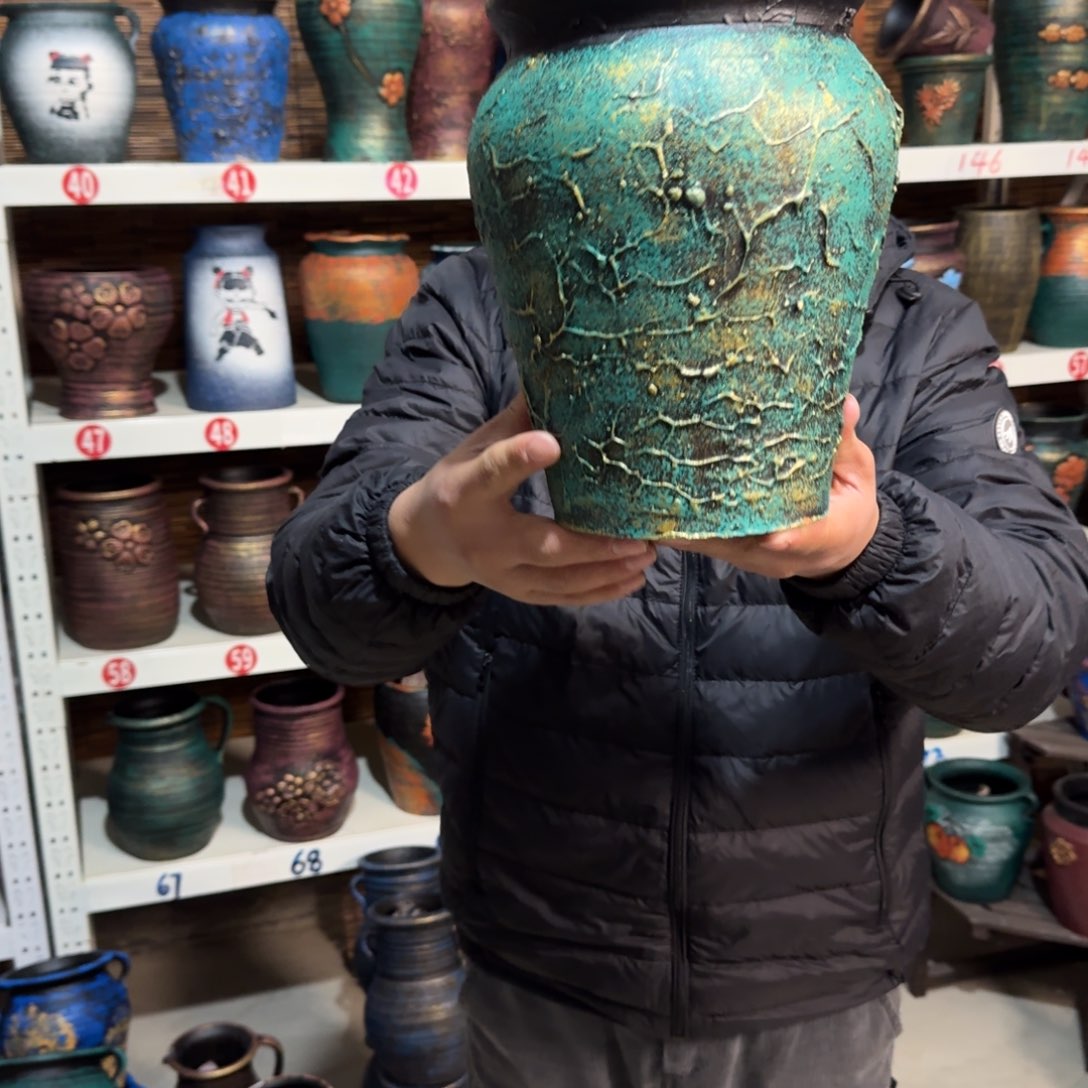 红陶红陶浮雕花盆炸炸炸了