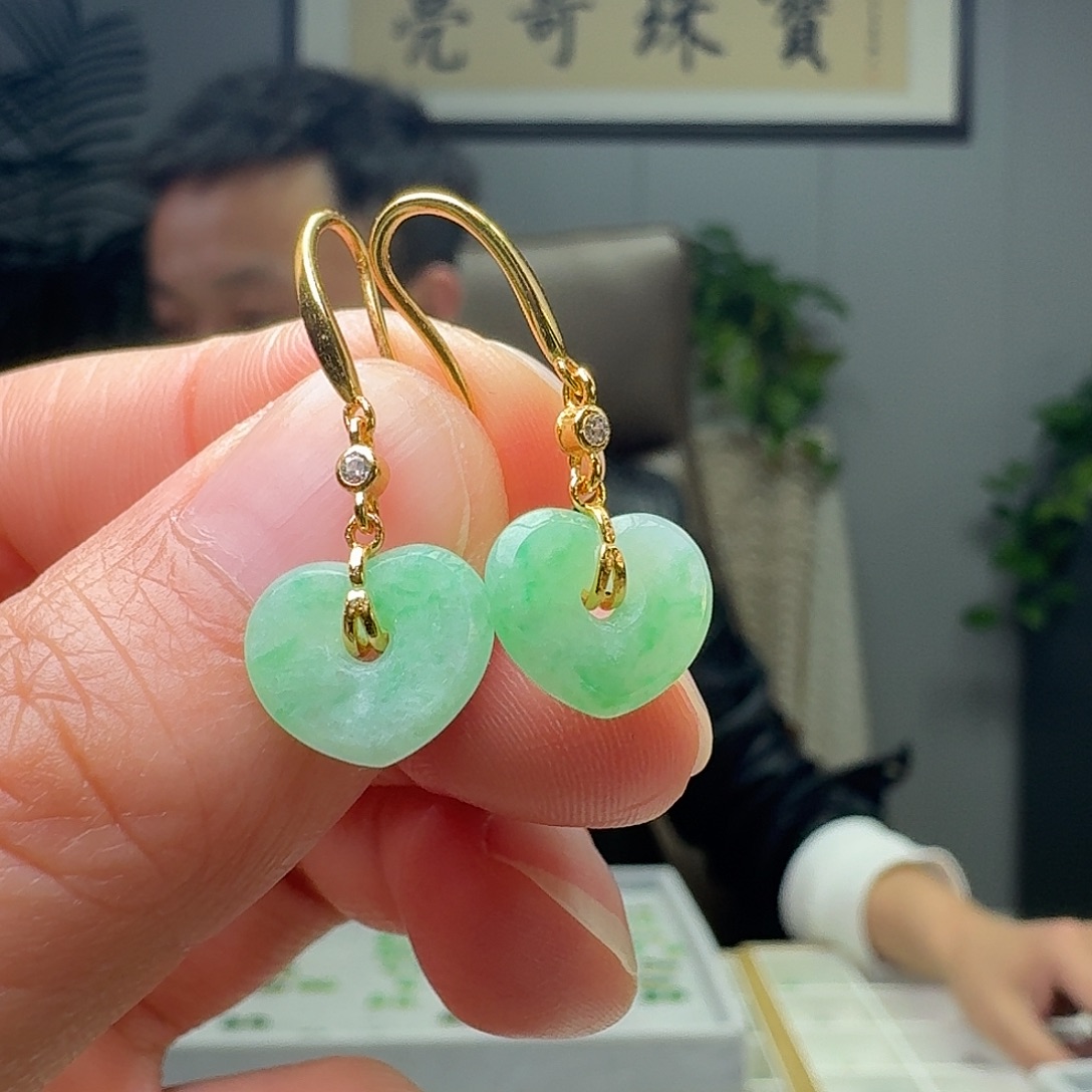 翡翠银S925镶嵌耳饰多样性发货其一