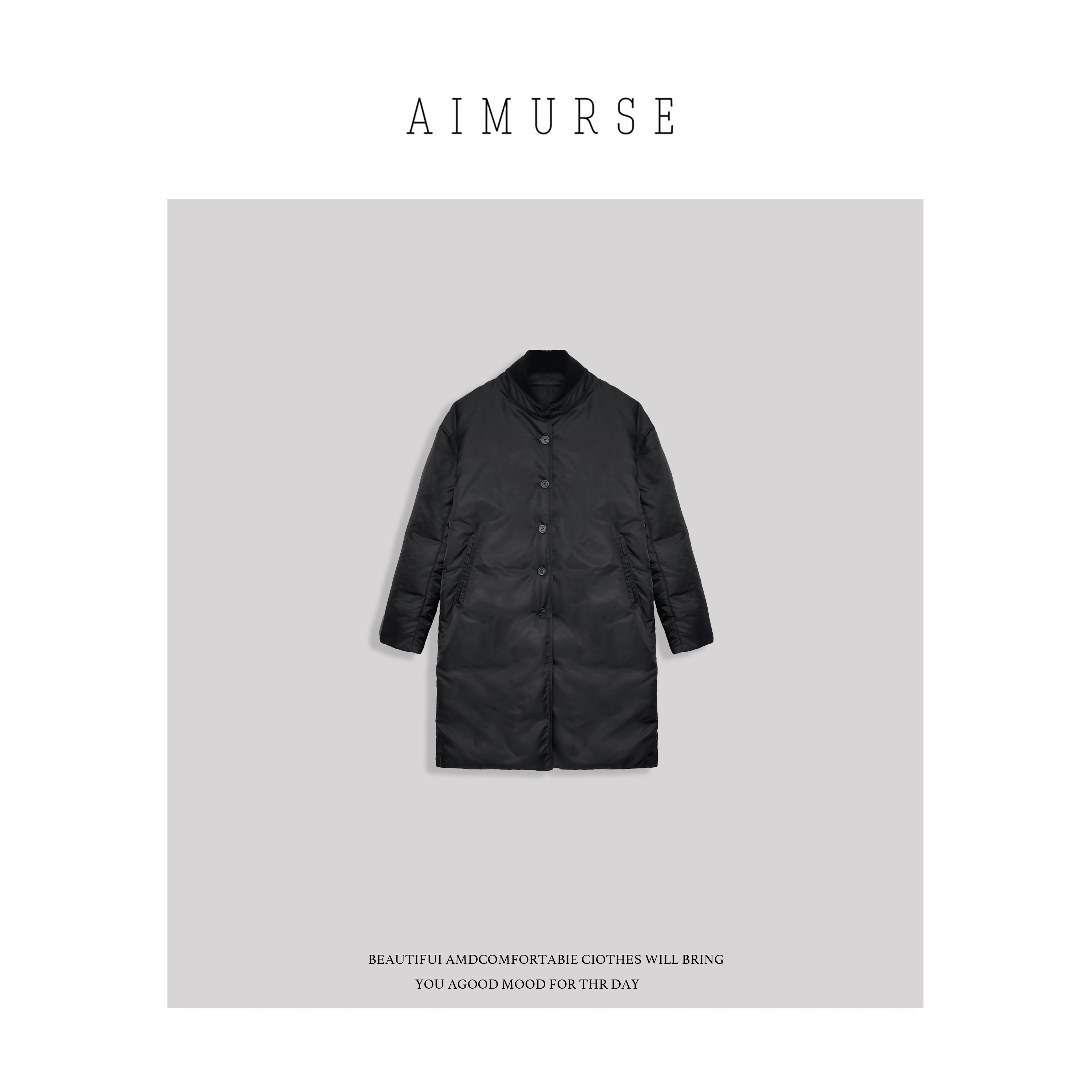 AIMURSE 【棒球系列】小众设计师 保暖百搭中长款羽绒外套 AM6037