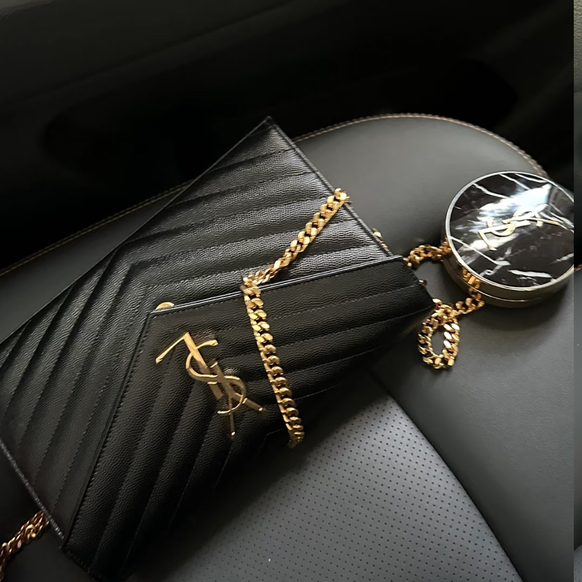 99新 YSL/圣罗兰 信封小号黑金经典款斜挎包/甄选