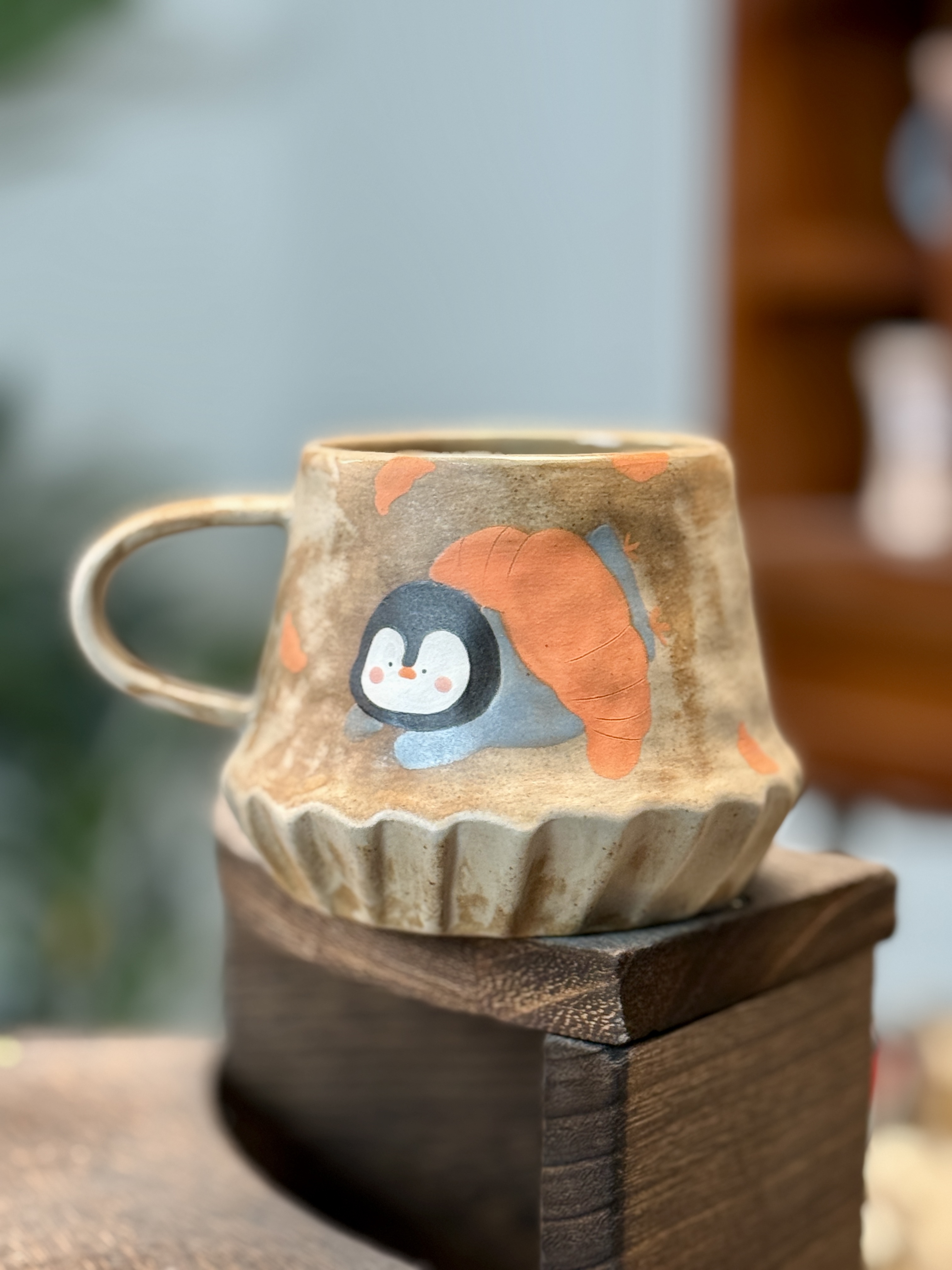 【包裹住的圆企鹅】川谷原创企鹅牛角包马克杯水杯