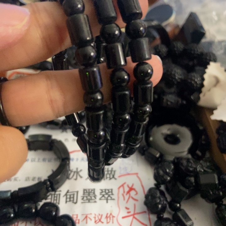 翡翠未镶嵌手链墨翠7