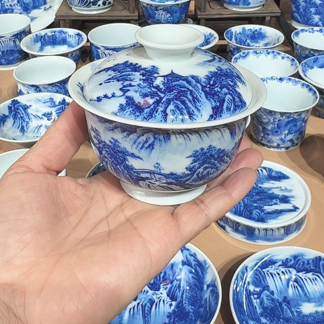 景德镇纯手绘盖碗