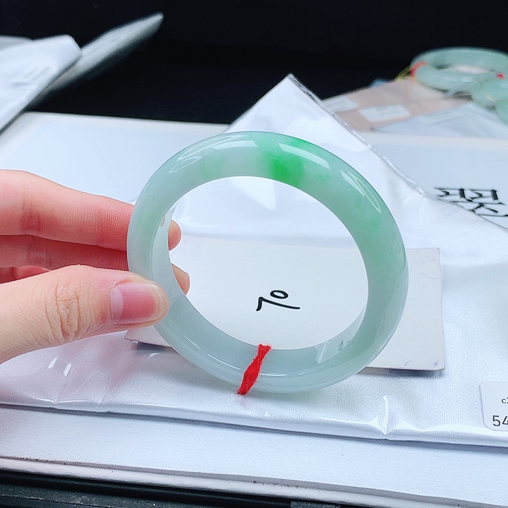 翡翠手镯未镶嵌缅甸天然a货手镯54+