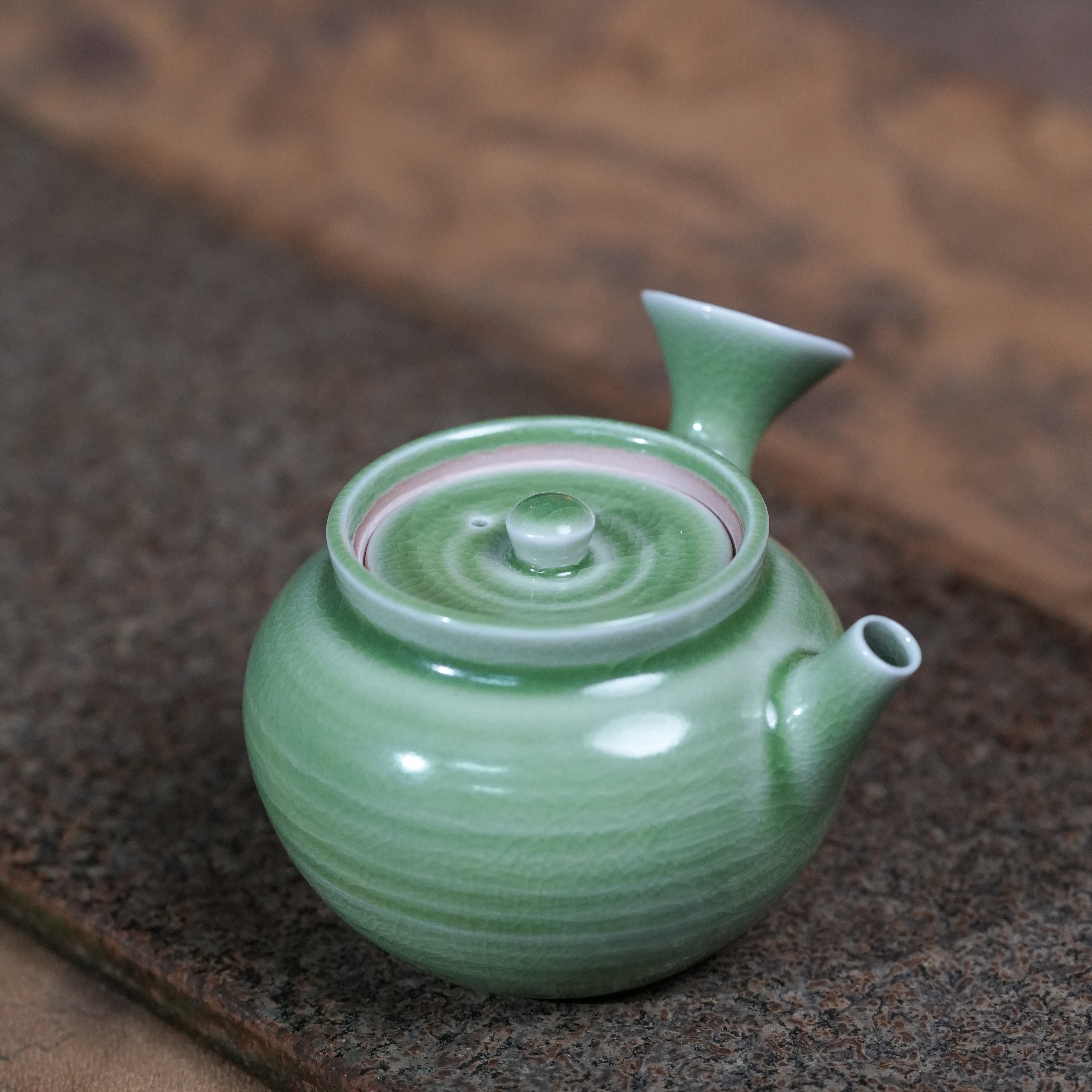 【慕白茶集】山岚绿-灰念-春和侧把壶（灰念0449）