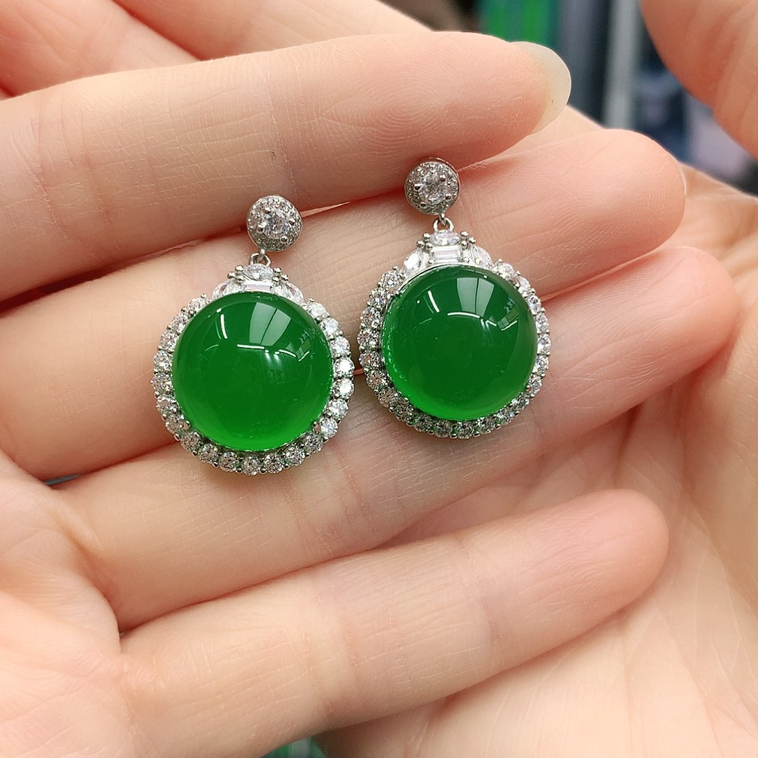 银S925镶嵌耳坠玛瑙/玉髓