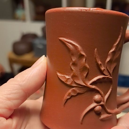 紫砂茶壶主人杯70cc手工制作朱泥