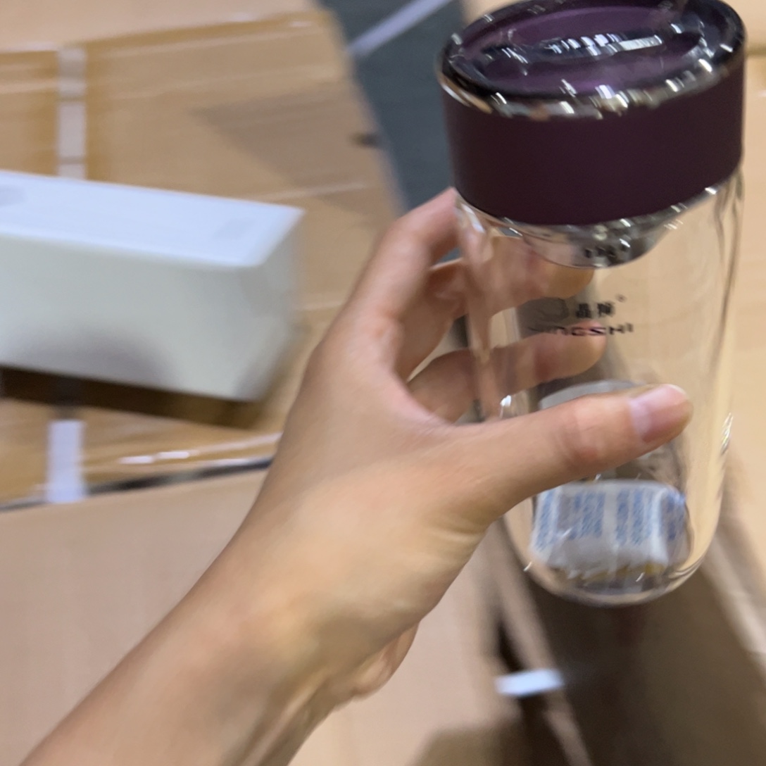 晶单层烫手玻璃杯380玻璃杯紫色玻璃杯