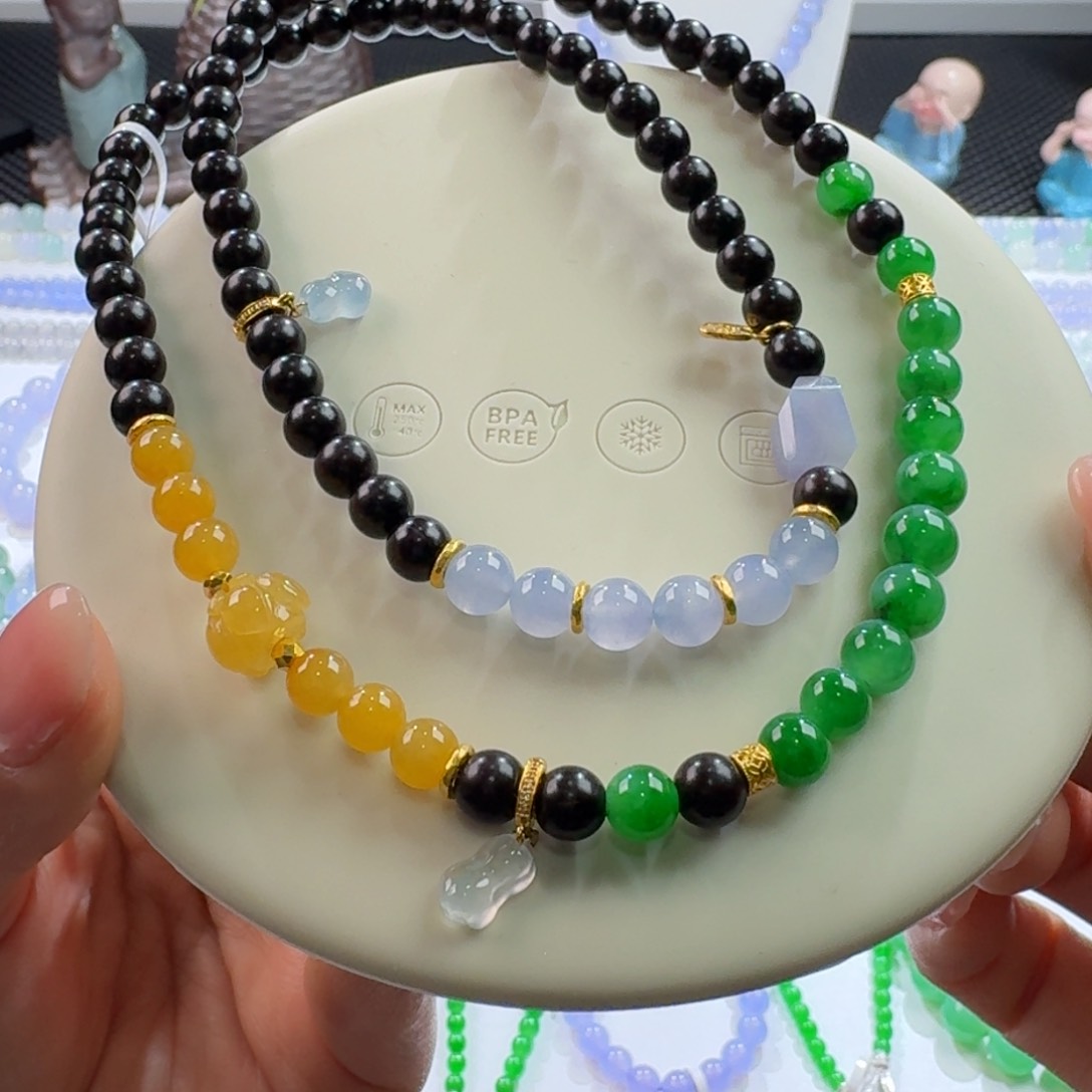 翡翠手链未镶嵌经典福禄寿多宝