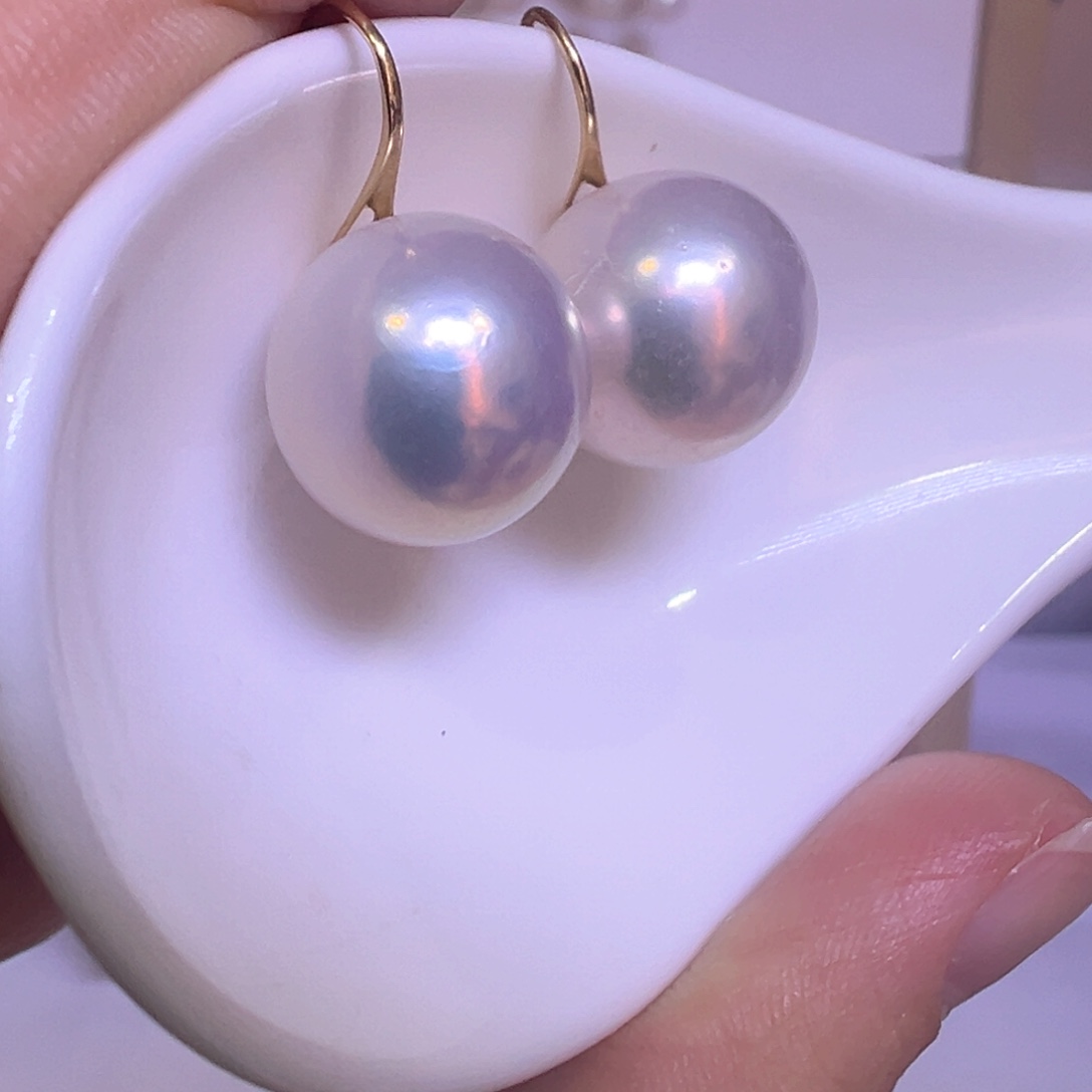 18K金镶嵌淡水珍珠耳饰