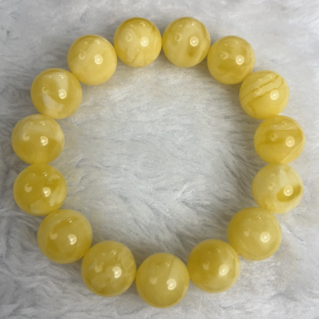 14mm+圆珠蜜蜡妖花溶洞手串高品质收藏佳品