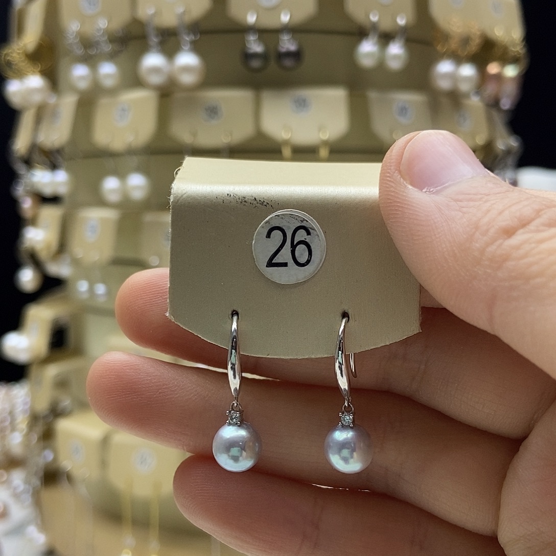 海水珍珠银S925镶嵌耳饰7