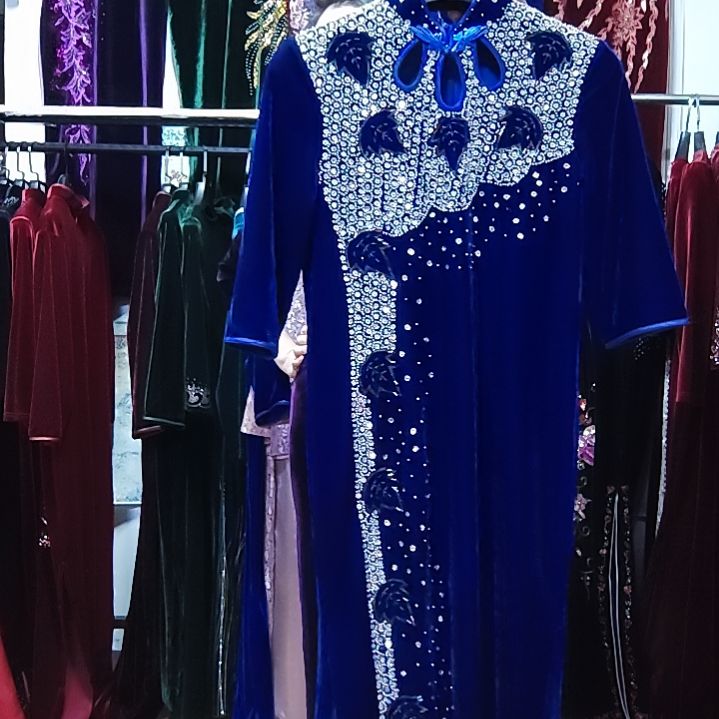 快***妈宝蓝色中长款中长袖+半袖中长款+半袖长款xl