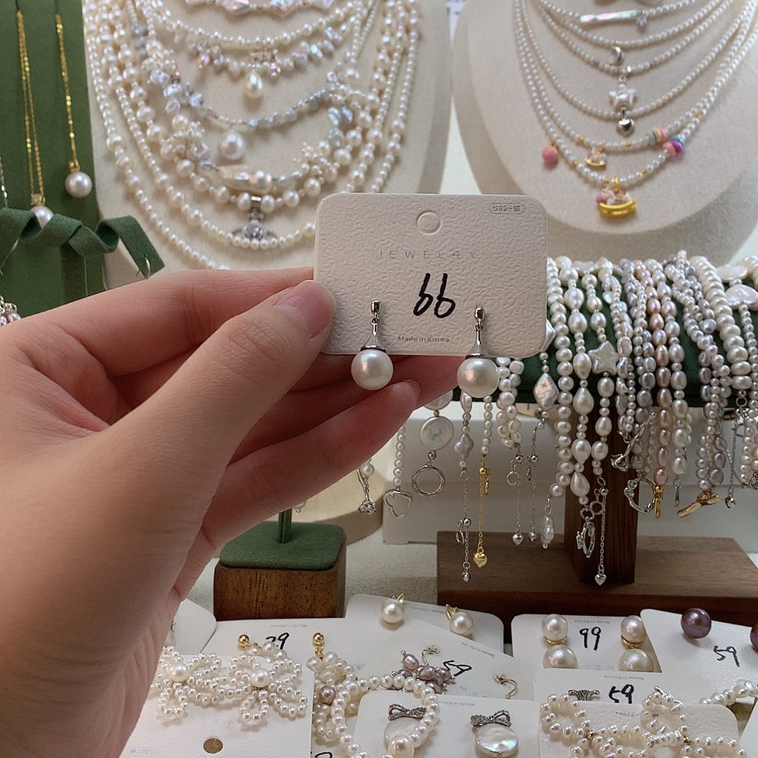 淡水珍珠耳饰银S925镶嵌