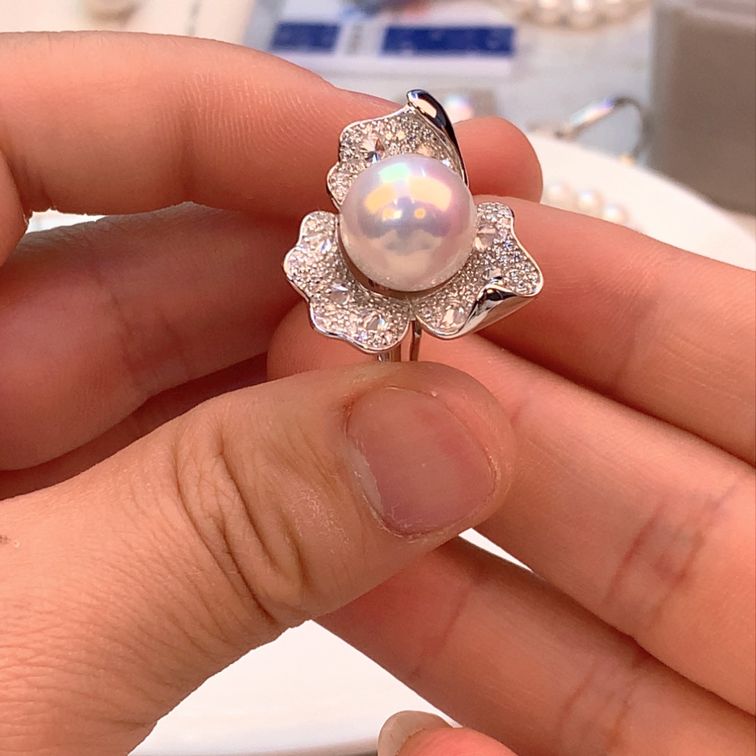 淡水珍珠戒指银S925镶嵌