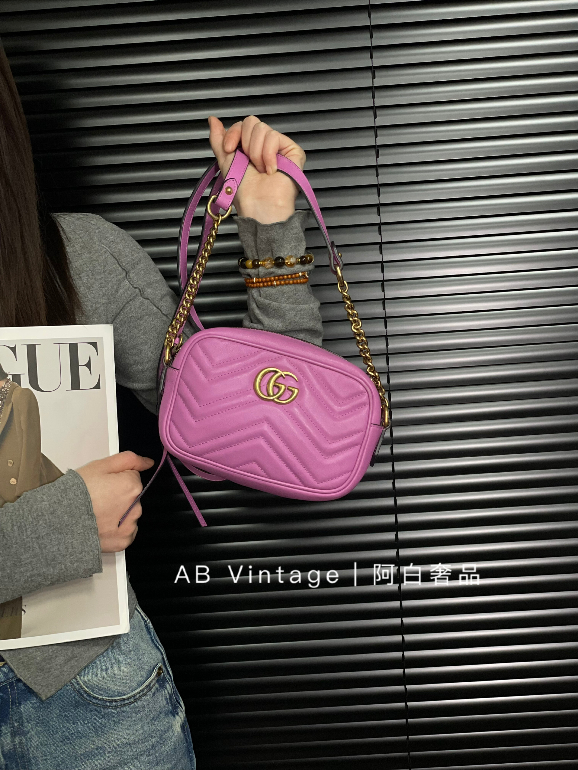 95新 GUCCI/古驰 阿白奢品｜古驰 紫色马蒙相机