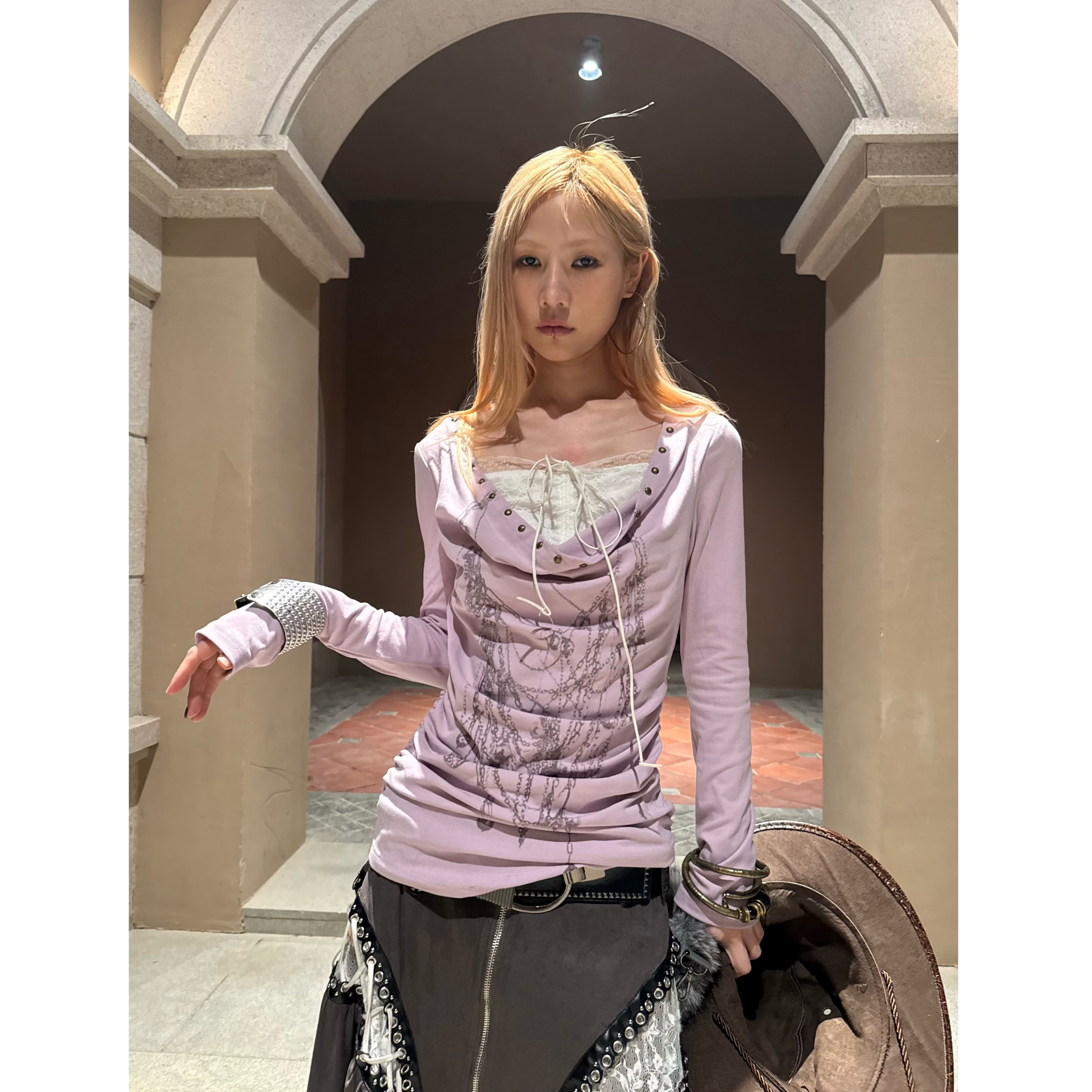 Fearless”满满*中世纪风四季荡领蕾丝系带针织长袖