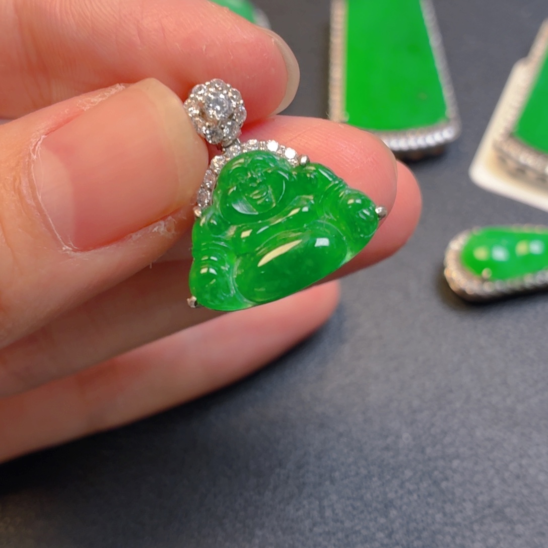 翡翠银S925镶嵌吊坠(不含链)