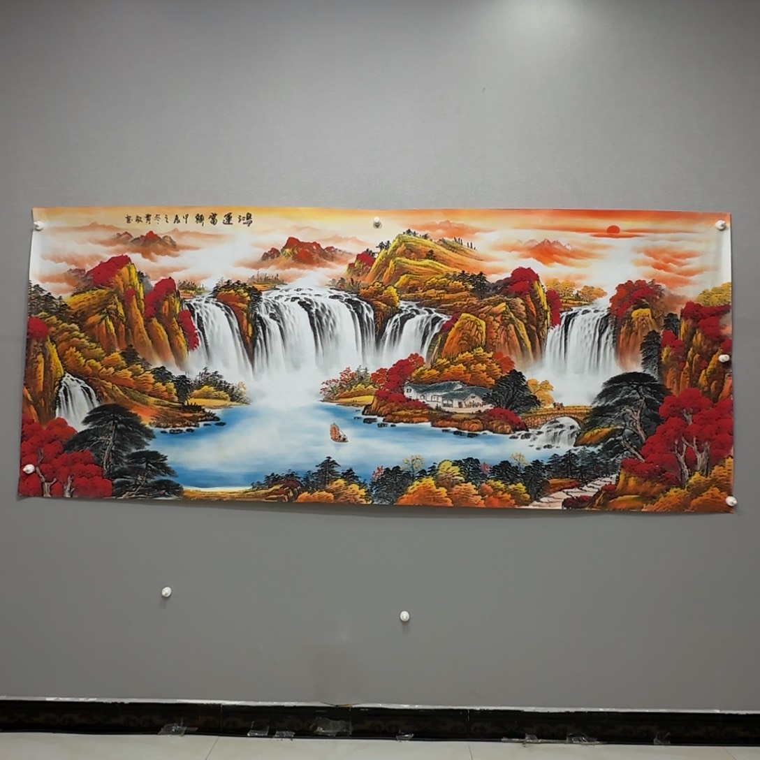 国画横幅八尺精品山水贾敏