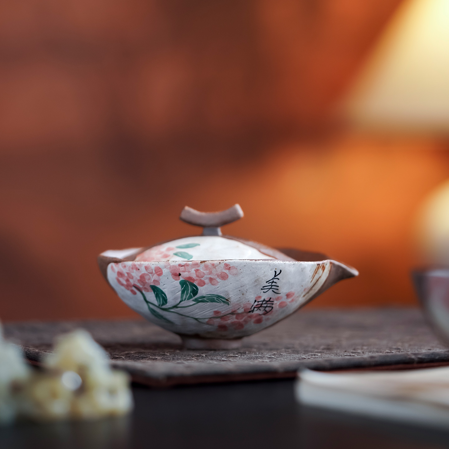 柴烧手绘盖碗中式复古陶瓷泡茶壶功夫茶具家用手抓壶不烫手泡茶碗