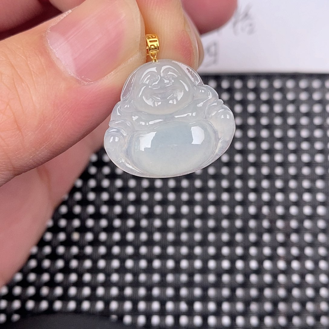 翡翠18K金镶嵌颈饰挂件