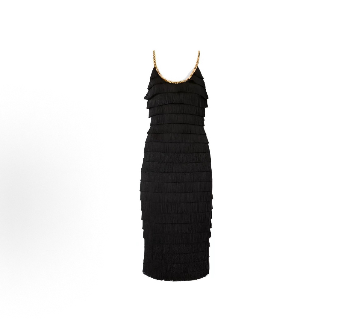 99新 BURBERRY/博柏利 纯色链饰流苏无袖连衣裙 女款