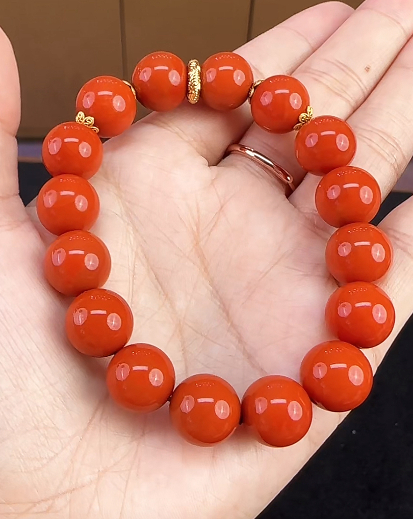 【齐福珠宝】6/18-10/12mm馆藏级保山色标锦红单圈（多样性发其一）