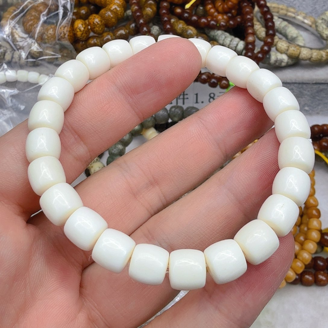 星月菩提手串42白单圈9×8直切