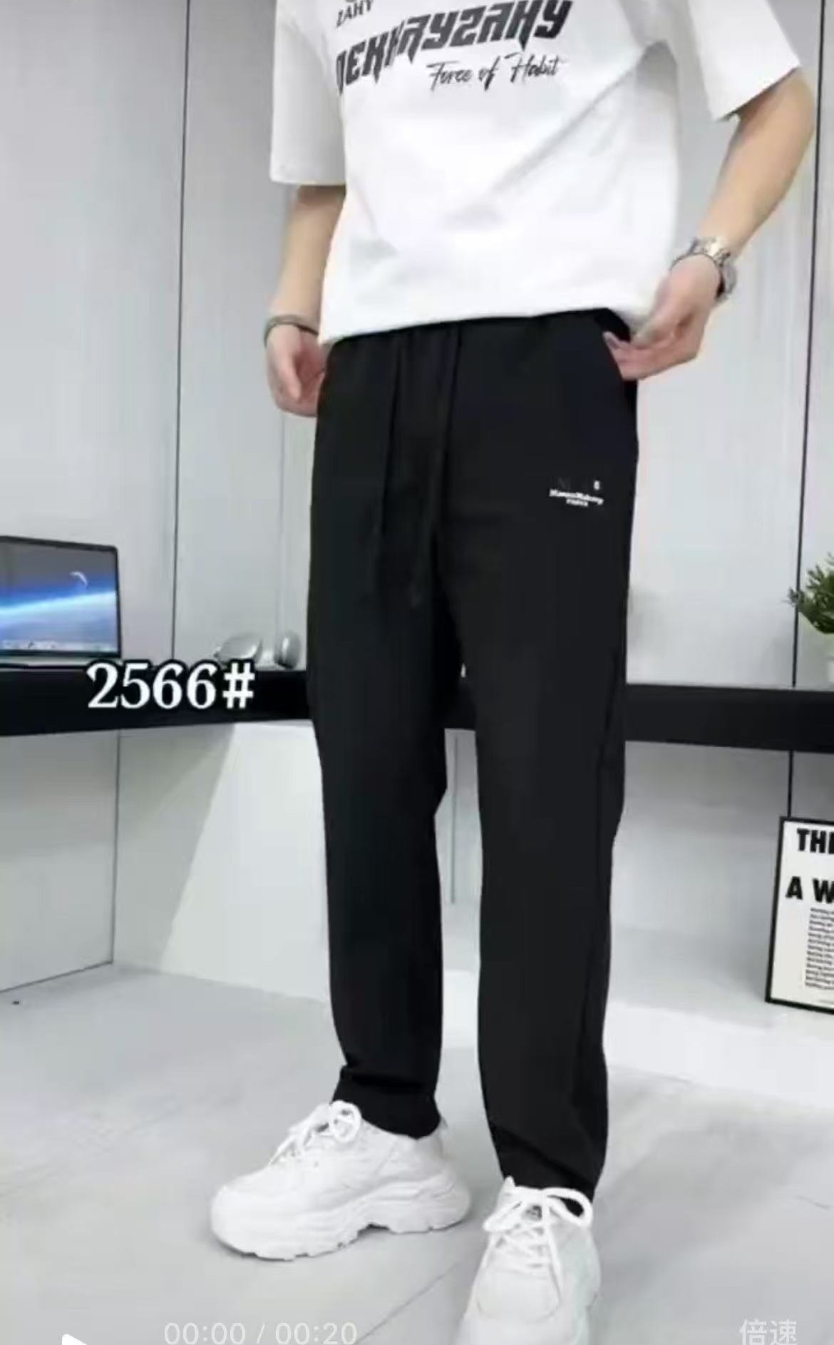 运动休闲舒适透气时尚百搭男士休闲裤户外夏季黑色弹力