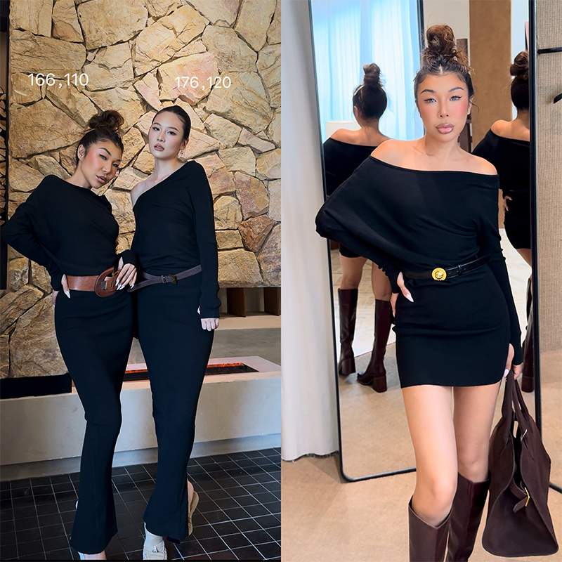 （小溪家）斜边针织弹力毛衣连衣裙长裙短裙显瘦包臀气质秋冬裙子