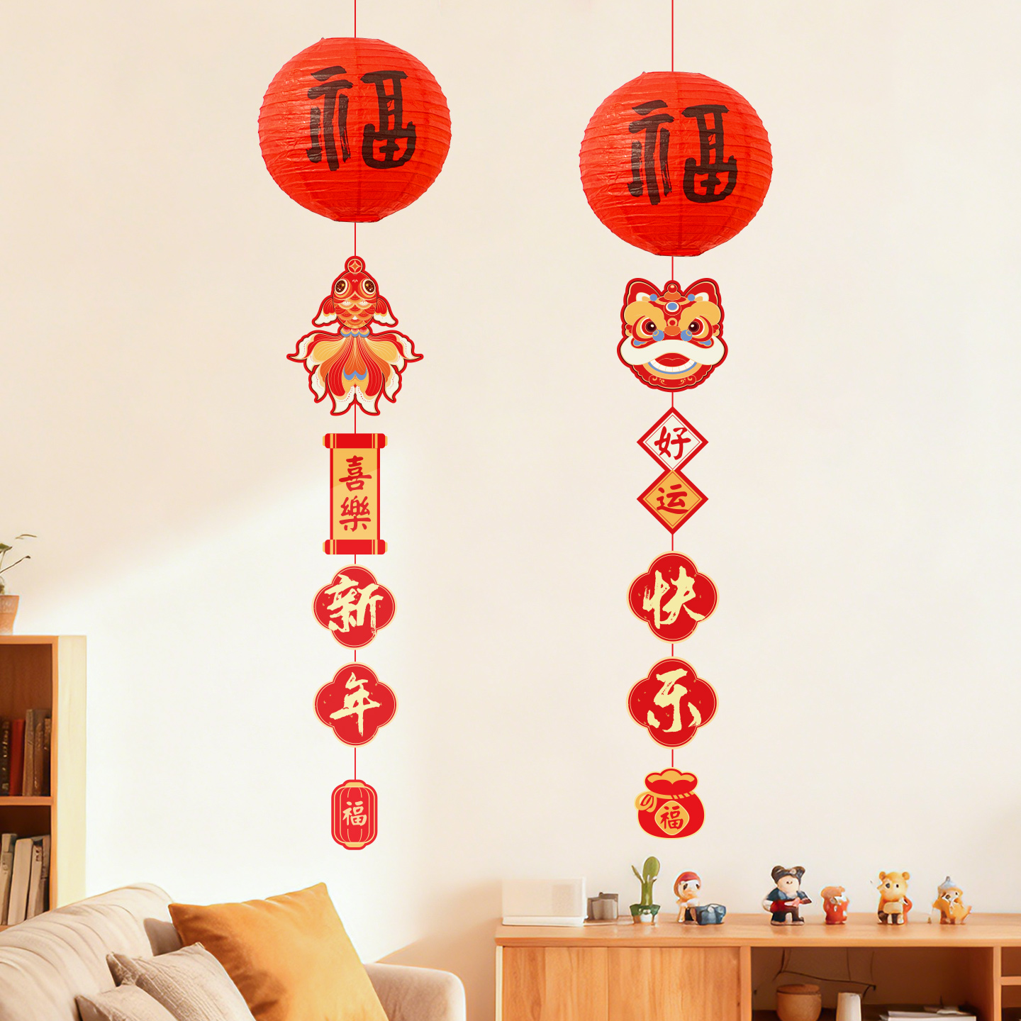 2026新款新年装饰品春节挂件挂饰客厅商场场景氛围布置小灯笼
