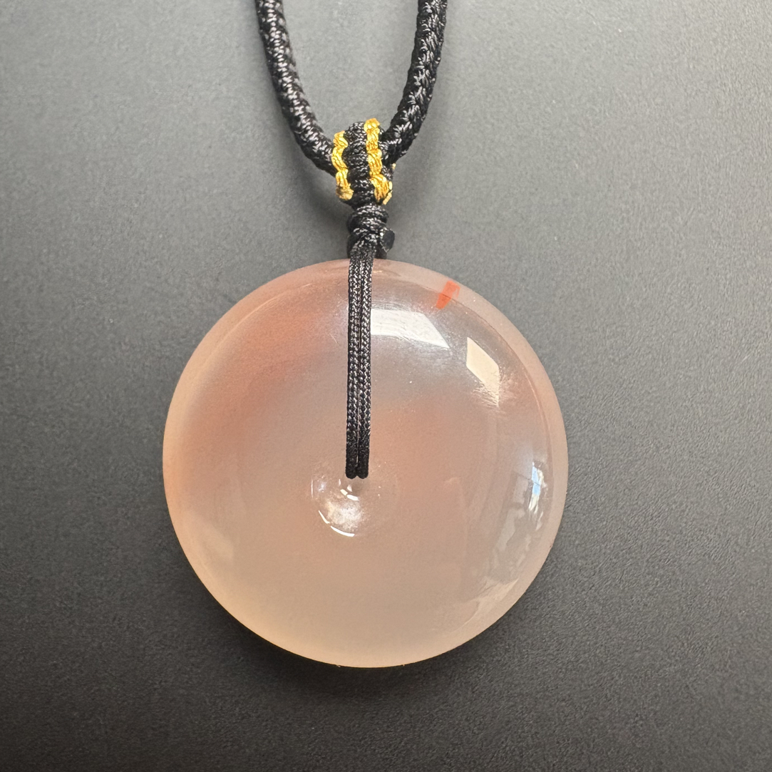 云南保山杨柳南红玛瑙平安扣26.8厚12.4