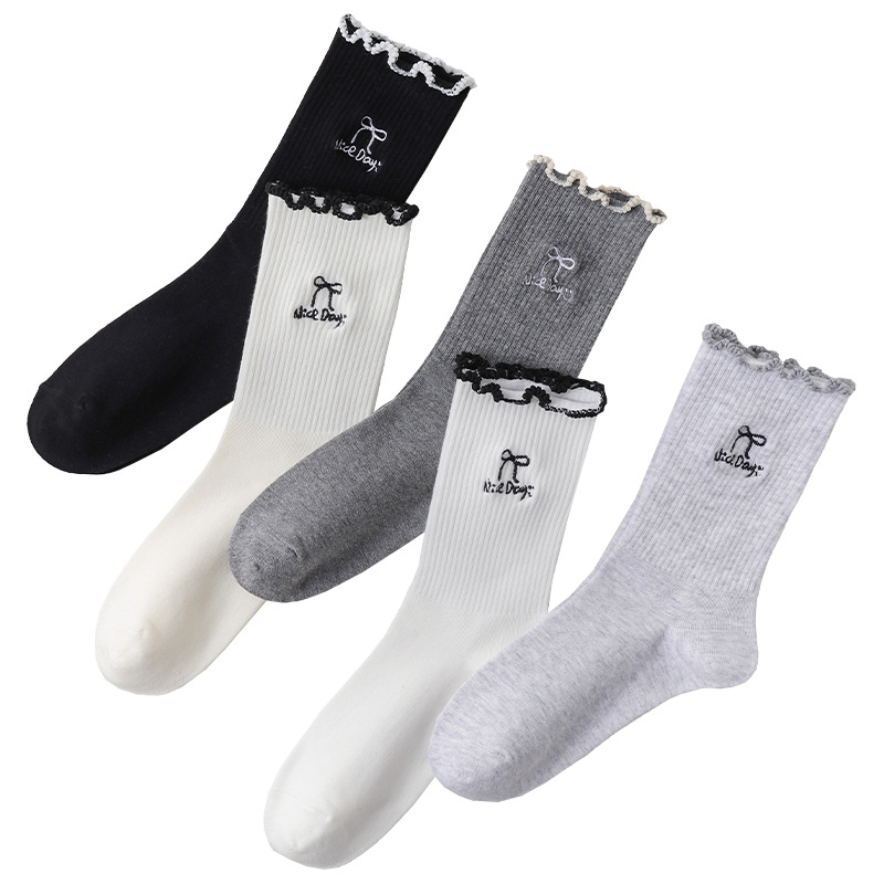 女士秋季纯棉抑菌防臭中筒可爱百搭学生长袜