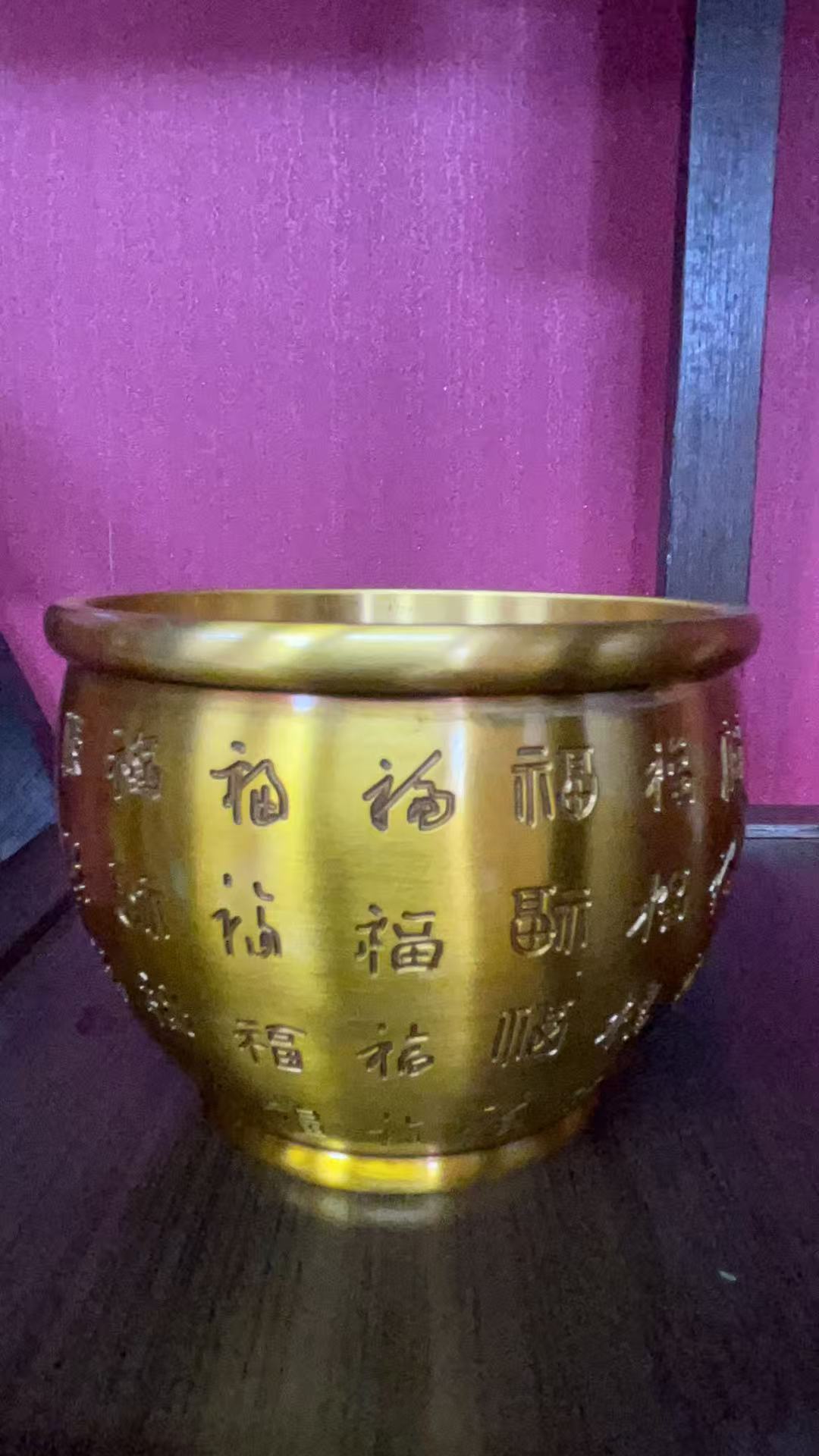 黄铜百福缸摆件名额 卡(非 现 货）到 货 为 卡 片