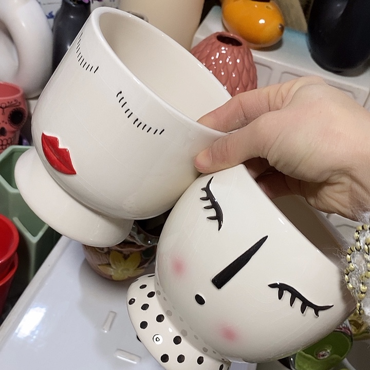 摆件陶陶盆有孔 瑕疵针孔漏釉介意勿拍外口 12外高12